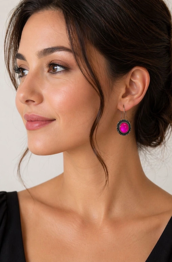 Desi Glam Pink Stone Earrings