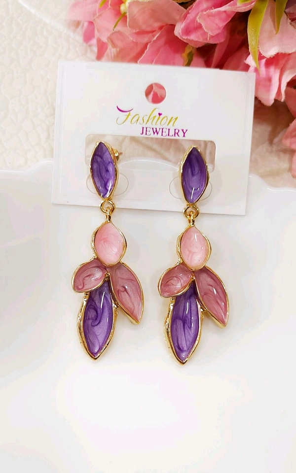 Beautiful Enameled Leaf Earrings 