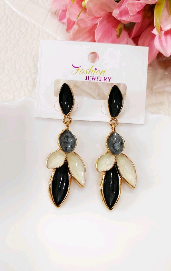 Beautiful Enameled Leaf Earrings 