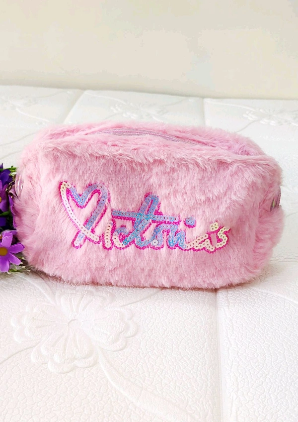 Pink Fur Vanity Pouch