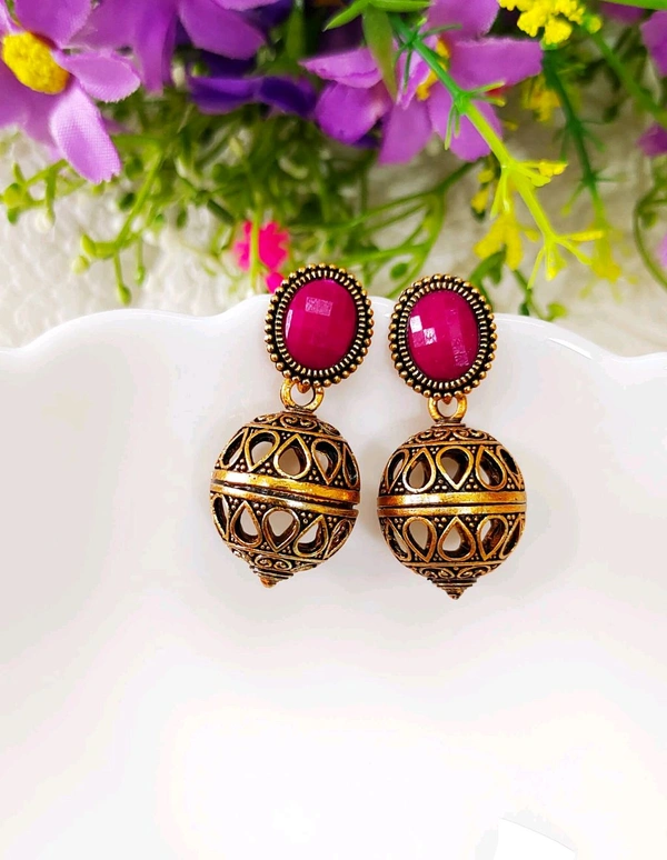 Golden Oxi Dome Jhumka 