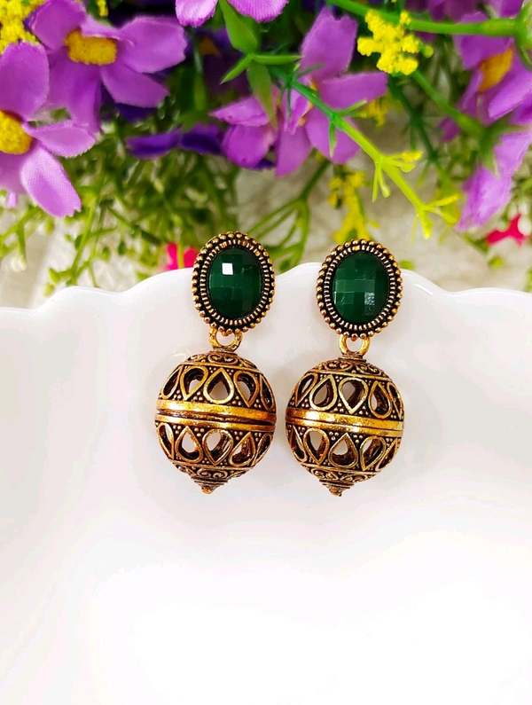 Golden Oxi Dome Jhumka 