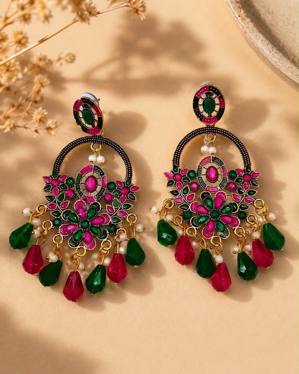 Multicolor Floral Chandbali Earrings