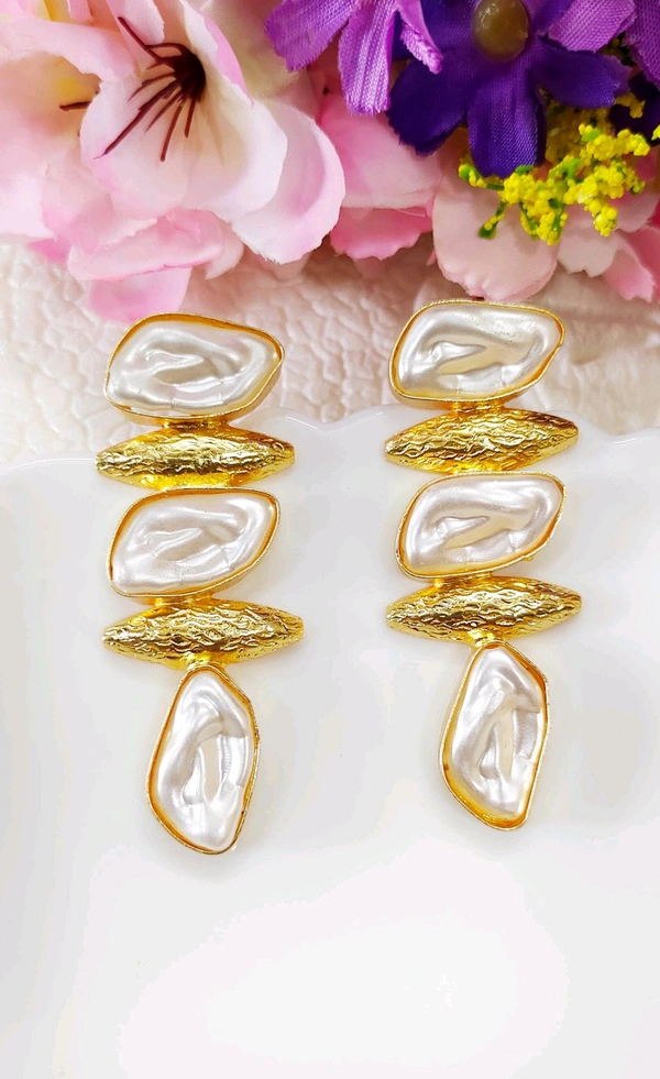 Designer Brass Doozy Stone Earrings 