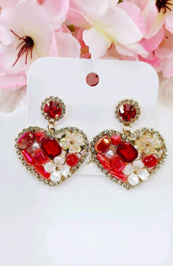Intricate Filled Heart Earrings Statement Styles 