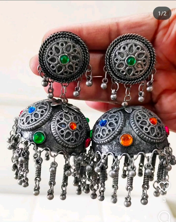 Bollywood Style Black Polish jhumka