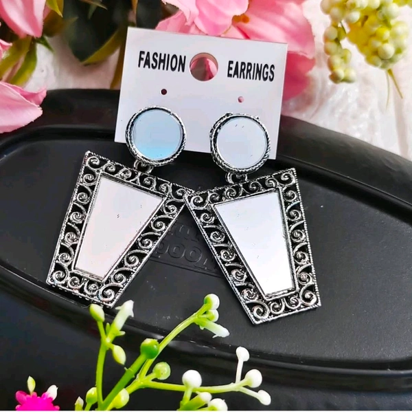 Mirror oxidised Earrings 