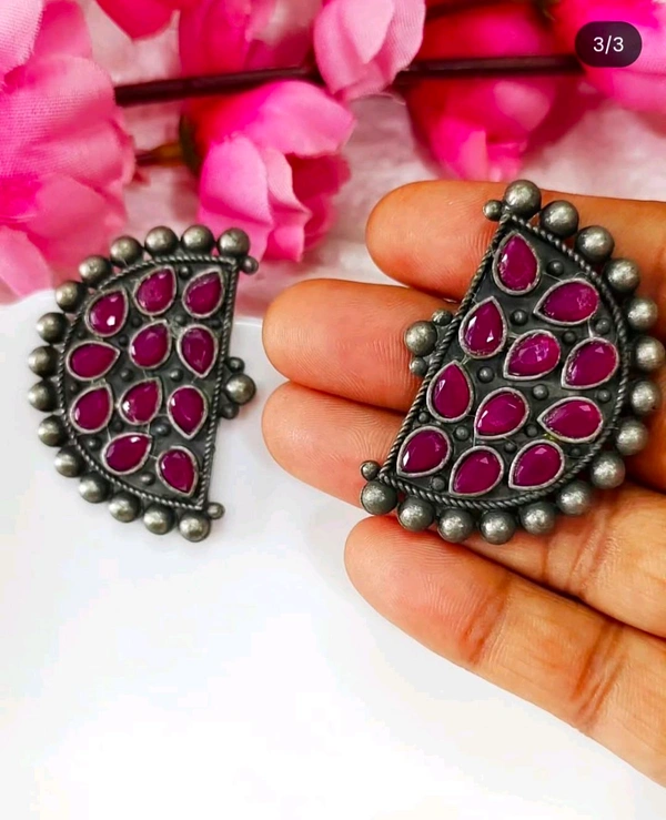 Unique Black Polish Chandbali Studs