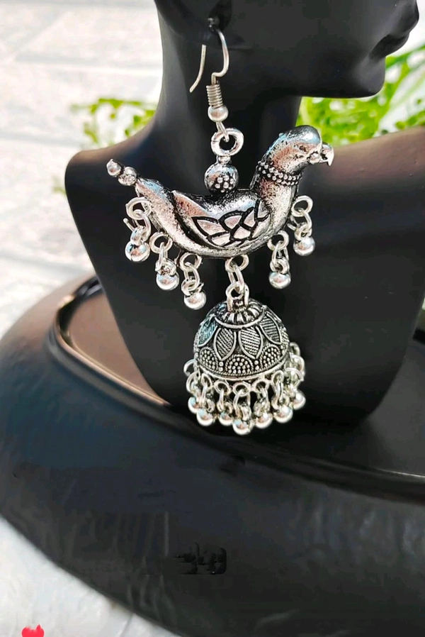 Unique Oxidised Parrot Jhumka 