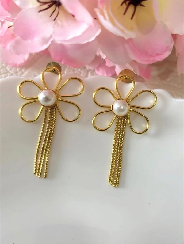 Gold Plated Floral Brass Danglers