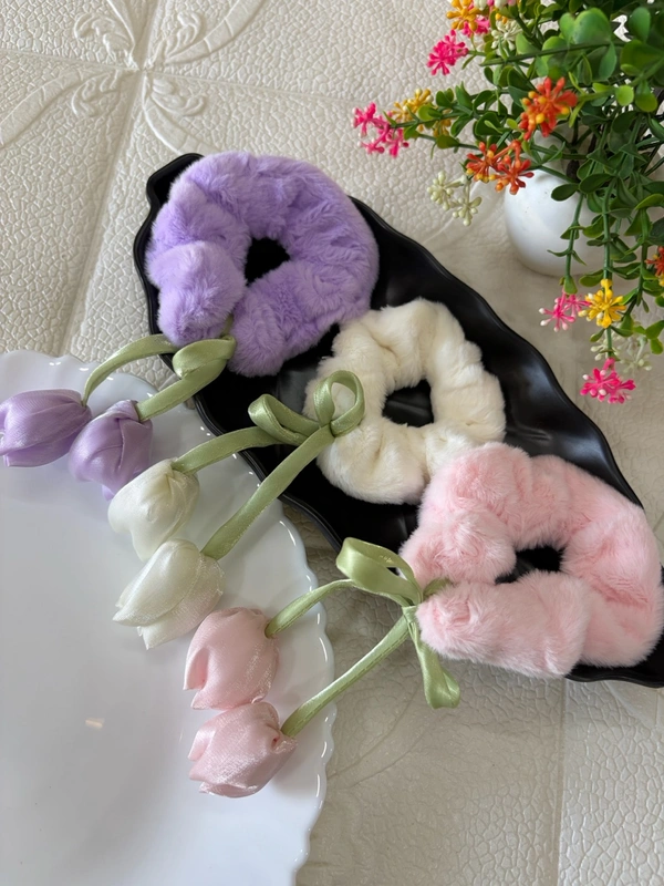 Korean imported Soft Fur Tulip scrunchies 🌷🌷🌷🌷
