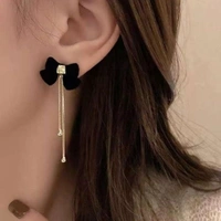 💖*Elegant Korean Black Bow Long Earrings*💖