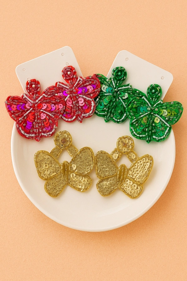 Quirky Stylish Beaded Butterfly Earrings 