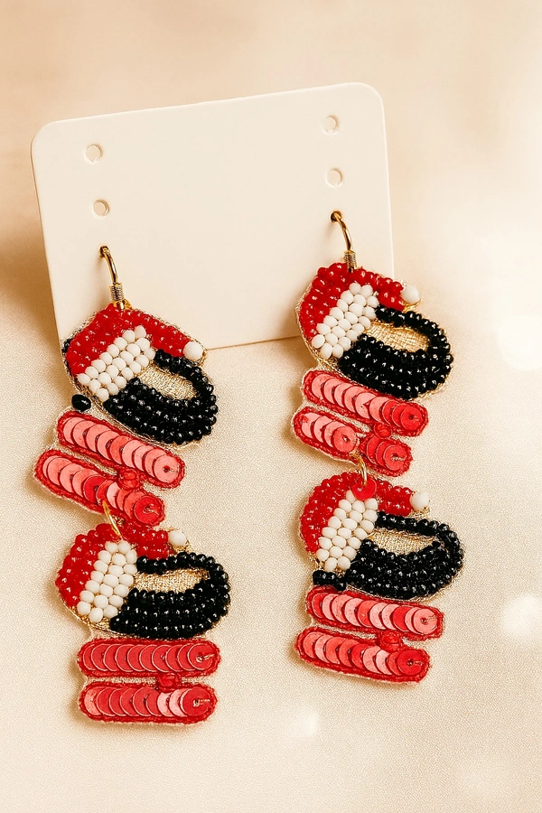 Quirky Stylish Beaded Santa Earrings 