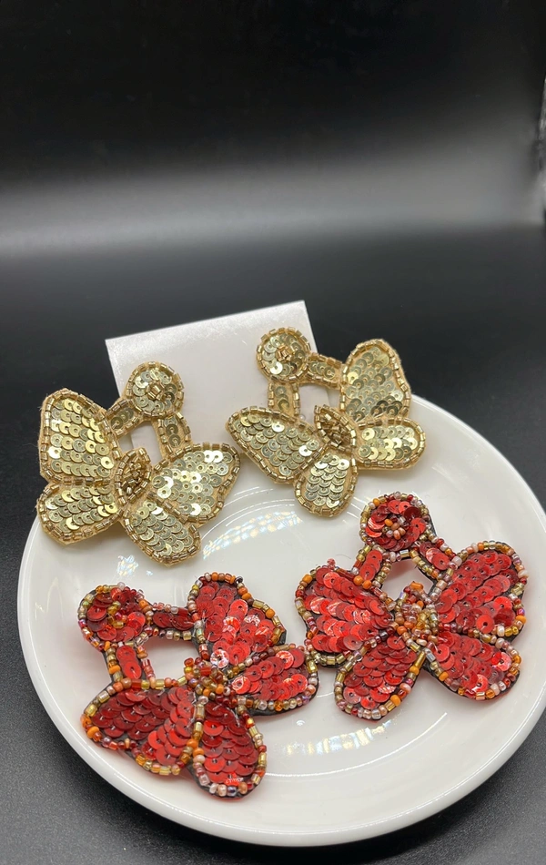 Quirky Stylish Beaded Butterfly Earrings 