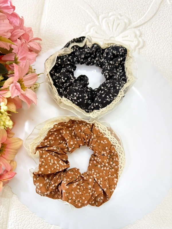 Vintage Lace Blossom Scrunchies