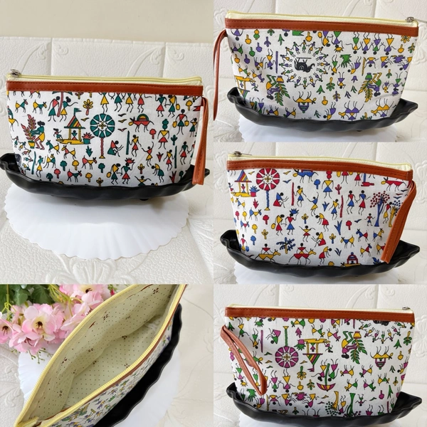 Warli Whispers Vanity Pouch