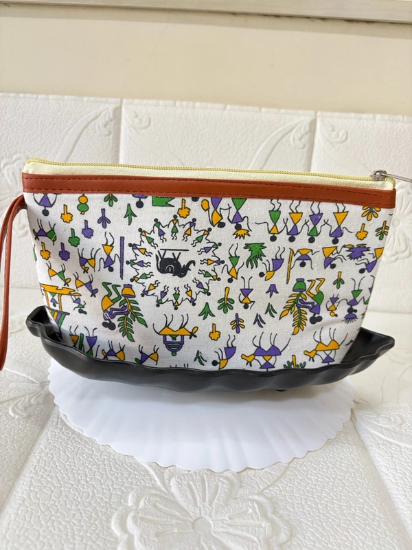 Warli Whispers Vanity Pouch