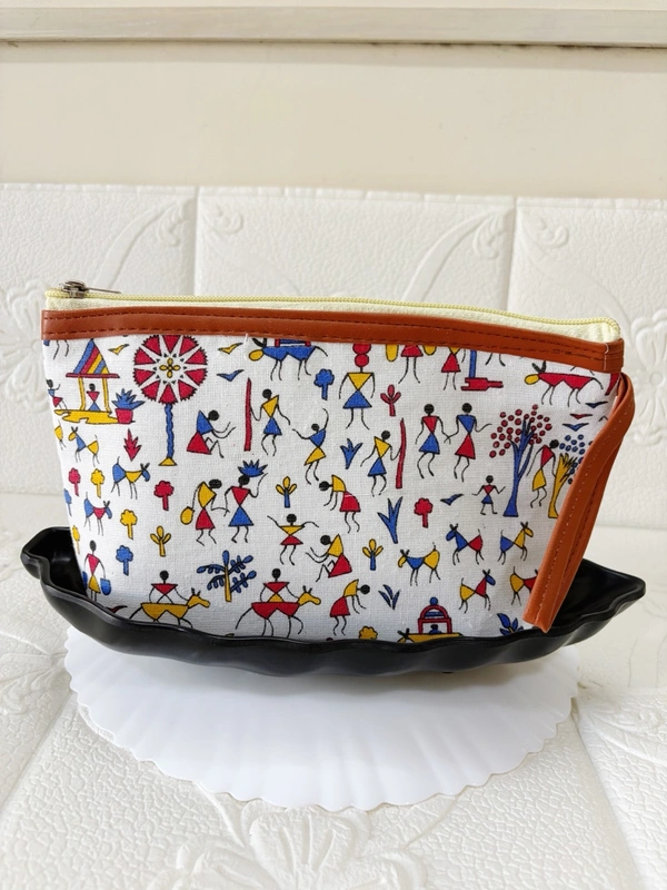 Warli Whispers Vanity Pouch