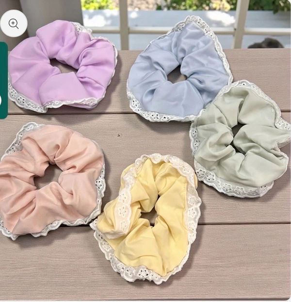 Pastel Lace Blossom Scrunchies