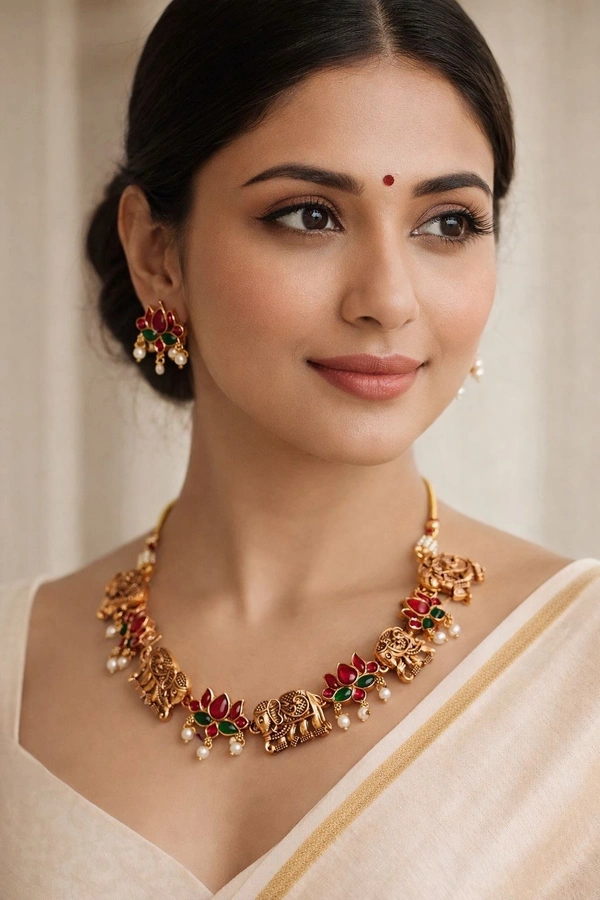 🌷*Lotus & Ivory Charm Temple Choker Set*🌷