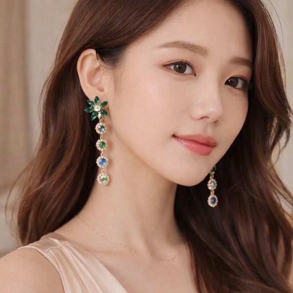 *Korean Luxe statement crystal drop earrings* 💎💚