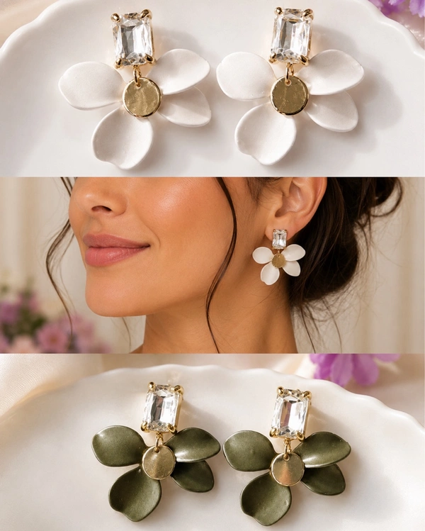 *Bloom Petal Statement Earrings* ✨🌸 - White