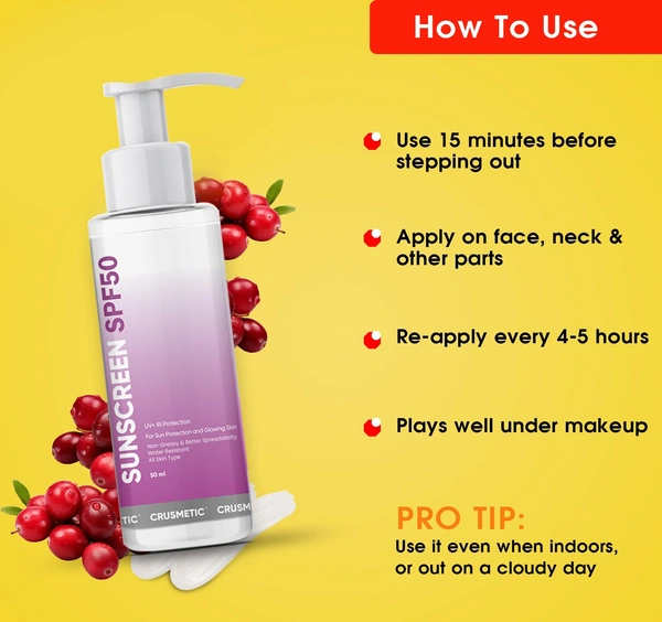 Buy Profit Sunscreen SPF 50 PA++ UVA/UVB for Broad Spectrum | Sun Protection with Glowing Skin | No White Cast | For All Skin Types (Oily, Dry, Acne-prone) | For Men & Women 50ml