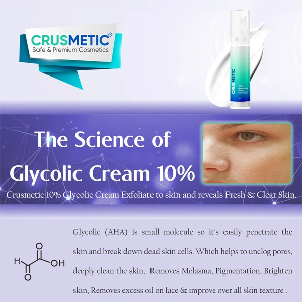 CRUSMETIC 10% Glycolic Acid Cream 30g | Reduce Pigmentation and Tanning | Removes Dead Skin