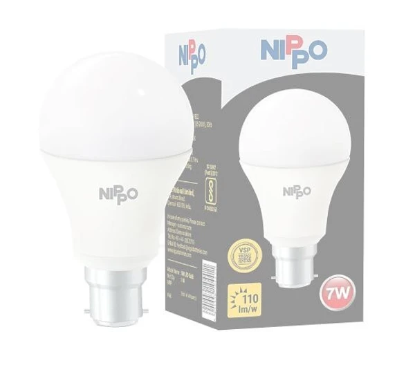 Nippo LED Bulb - Cool Daylight White, Round, 7 Watts, B22 Base, 1 pc