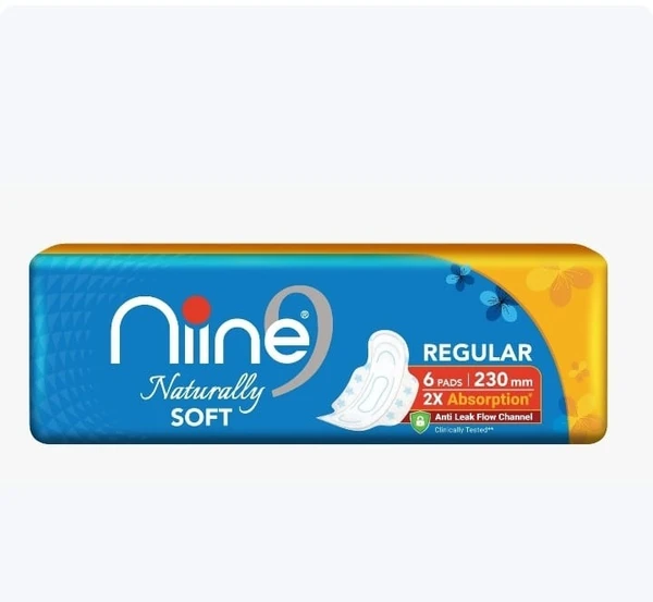 Nine Naturally Soft Sanitary Napkins Regular 6U