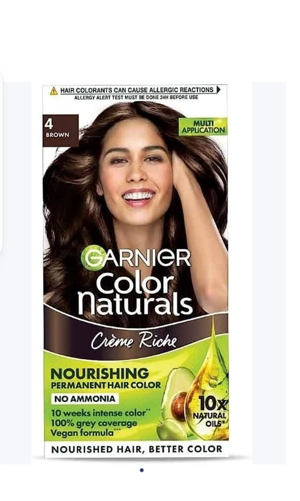 Garnier Color Natural Creme Hair Color 4 Brown 70ml+60g