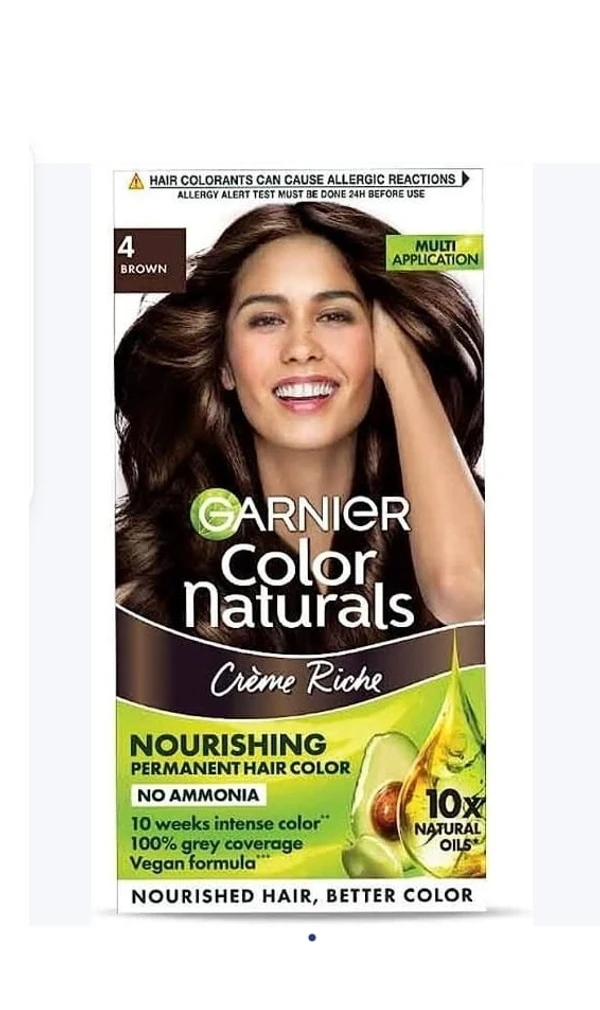 Garnier Color Natural Creme Hair Color 4 Brown 70ml+60g