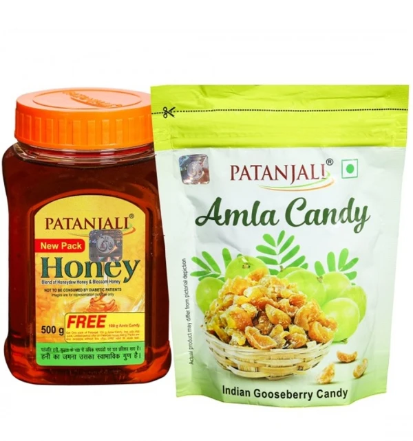 Patanjali Honey 500g + Patanjali Amla Candy 100g Free