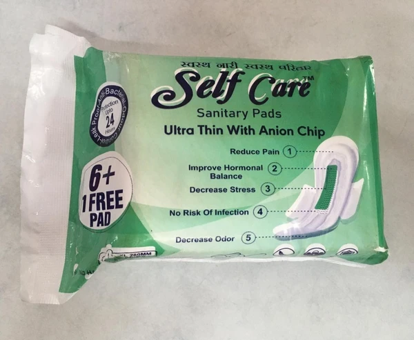 Self Care Ultra Thin With Anion Chips Sanitary Pad XL 6Pad +1 Pad Free