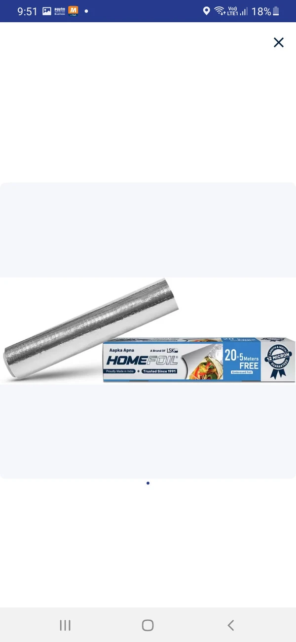 Homefoil Embossed Aluminium Foil 20Mtr+5Mtr Free