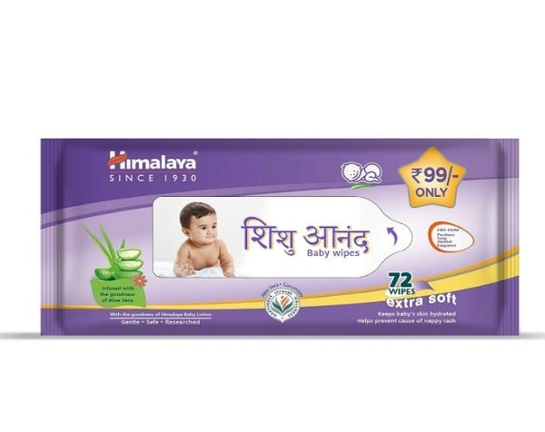 Himalaya Shishu Anand Baby Wipes with Aloe Vera & Licorice, 72 Wipes