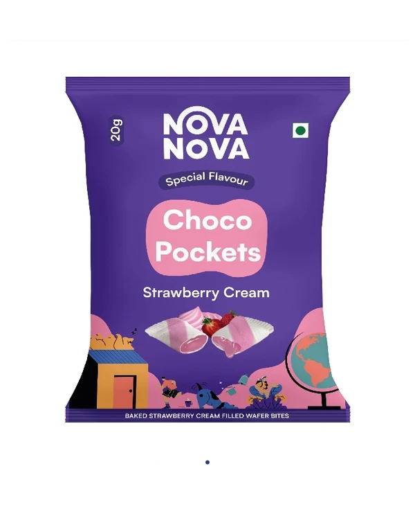 Nova Nova Choco Pokets Strawberry Creal Filling 20g