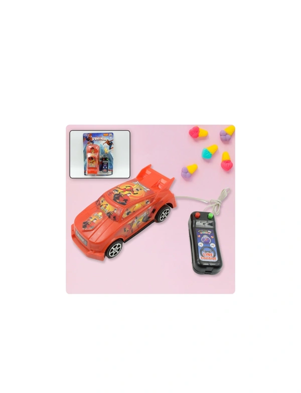 Cartoon Printed Wire Remote Car Toys Sport Car For Kids For Play 