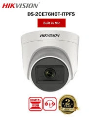 HIKVISION 2MP HD DOME CAMERA DS-2CE76D0T-ITPFS Ultra-HD IR Wired CCTV Dome Camera,with inbuilt Audio Mic  White (2 MP Dome Camera))