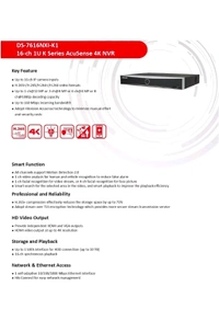 Hikvision DS-7616NXI-K116-ch 1U K Series AcuSense 4K NVR