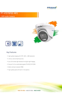 Prama PT-HTD70F0E-MFS 2MP Audio Full Color HD Dome Camera, Camera Range: 20 m
