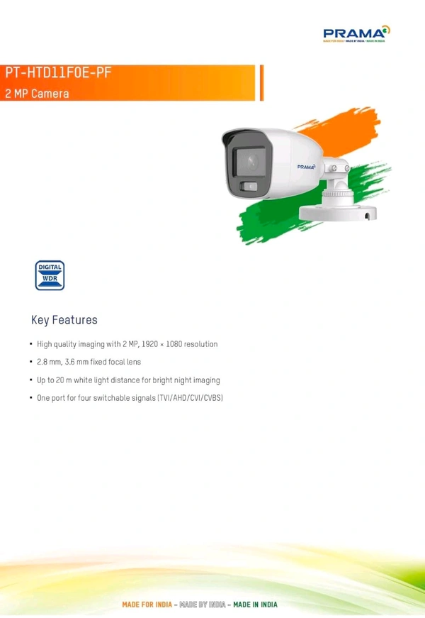 Prama 2MP HYBRID BULLET CAMERA (PT-HTD11F0E-MFS) 