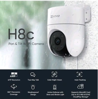 Ezviz by Hikvision | 4MP Outdoor Pan/Tilt Wi-Fi Camera | Smart Night Vision | 360° Coverage | Auto-Tracking | AI Human Detection | Weatherproof Design | Supports MicroSD Card(Upto 512 GB)|White, H8C