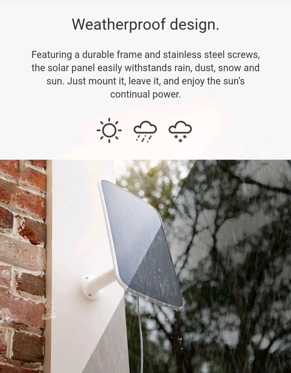 Ezviz Solar Charging PanelDesigned for EZVIZ Battery-Operated Cameras Model: CS-CMT-Solar Panel-C