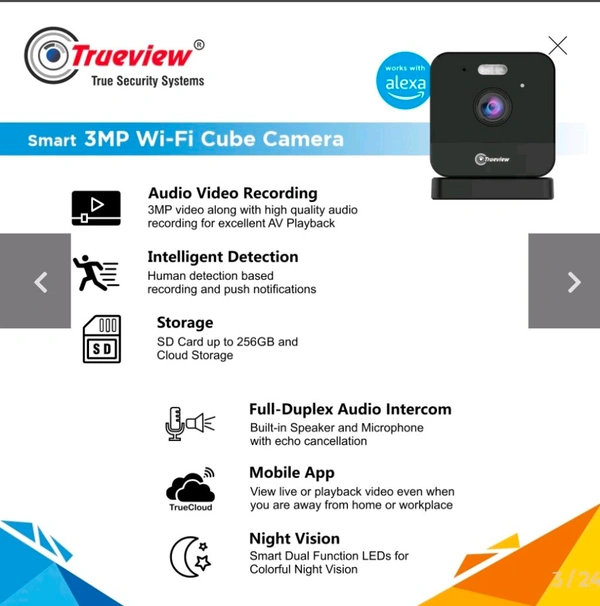True View  T18163 Smart 3MP Wi-Fi Cube Camera