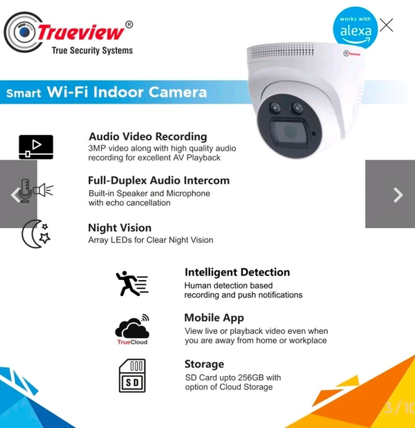 True View  3MP Smart WiFi ATC Dome Camera Model: T18140