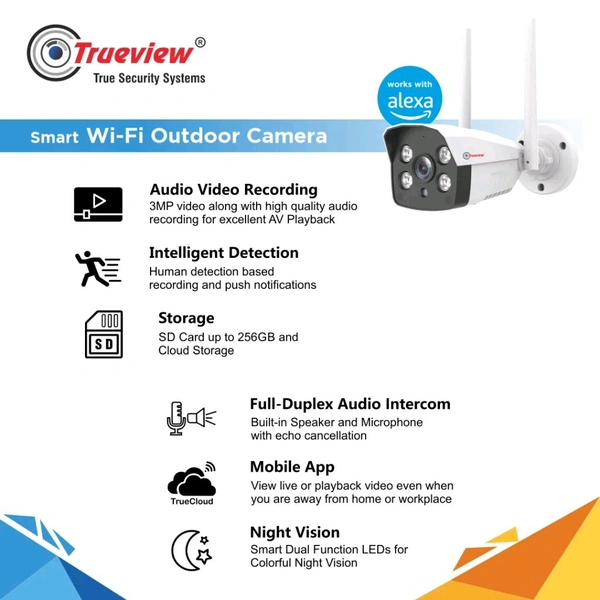 True View  3MP HD Smart Wi-Fi ATC Bullet Camera Model: 18077