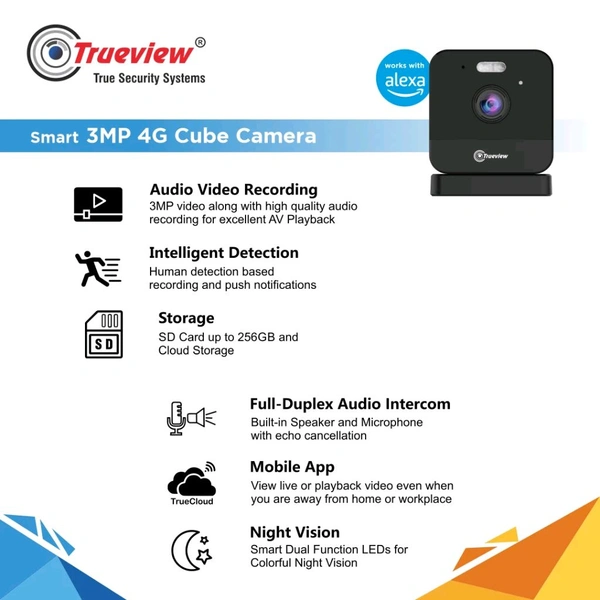 True View  3MP Smart 4G Cube Camera Model: T18162