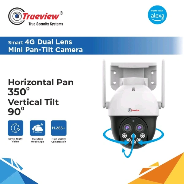 True View  4MP Smart Dual Lens 4G Pan/Tilt Camera Model: T18155